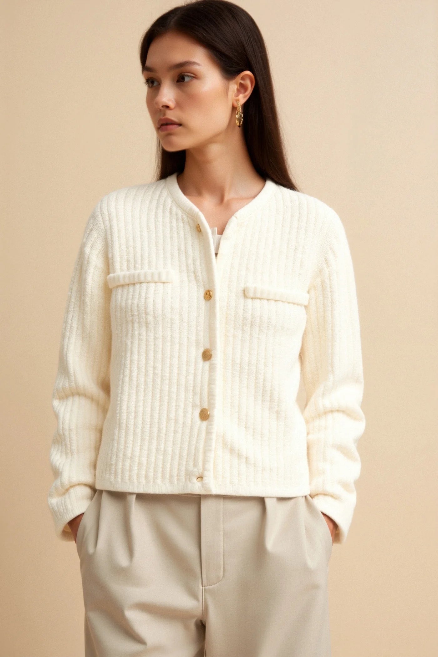 Knitted Sweater with Buttons